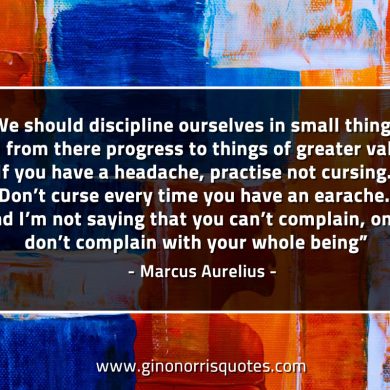 We should discipline ourselves in small things MarcusAureliusQuotes